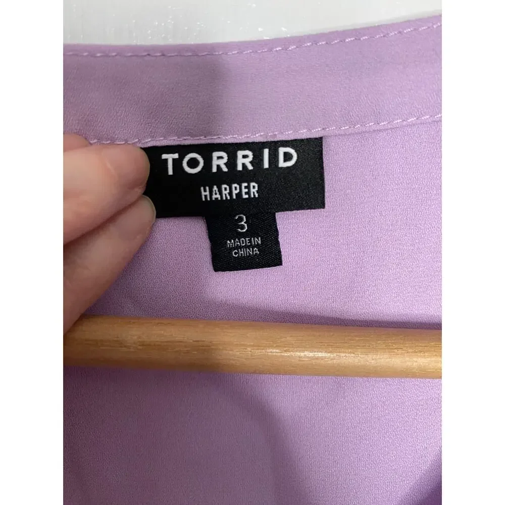 Torrid Harper Lilac Purple Roll-Tab Sleeve Blouse Size 3X - Picture 4 of 8
